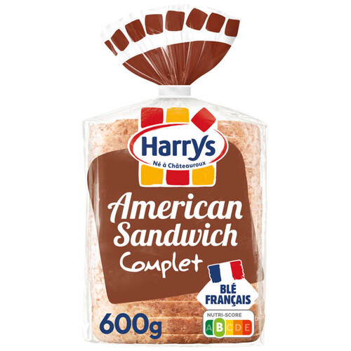 Harrys pain de mie american sandwich complet sans additifs 600g