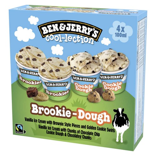 Ben & Jerry's Glace Mini Pots Brookie-Dough Cool-lection x4 300g