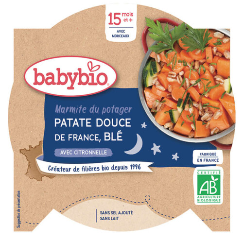 BabyBio Marmitte du Potager Patate Douce & Blé dès 15M 260g