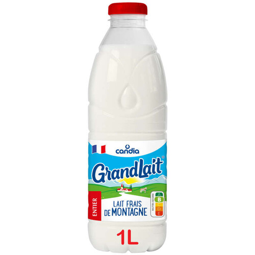 Candia - Grandlait - Lait frais entier de montagne - la bouteille de 1L