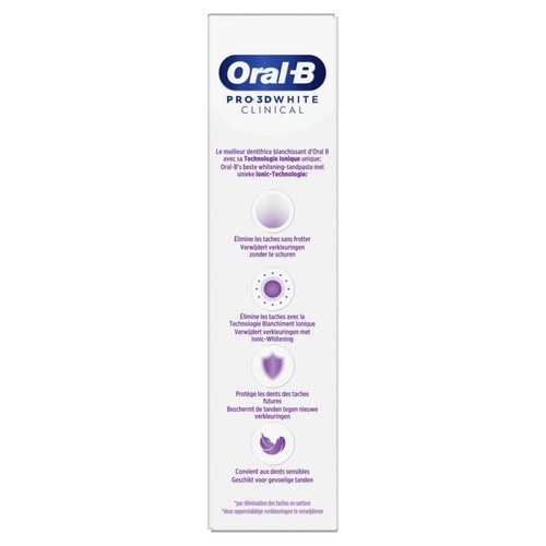 Oral-B 3D White Clinical Blanc Éclatant Dentifrice 75ml