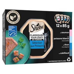 Sheba Barquettes en terrine aux poissons pour chat 85g