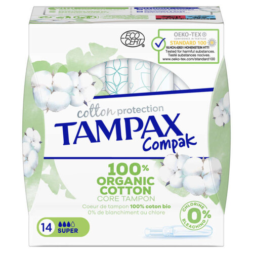 Tampax Compak 100% Organic Cotton Super Bio X14