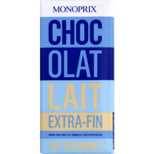 Monoprix Chocolat Au Lait Extra Fin 100G