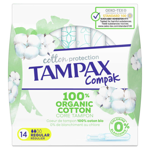 Tampax Compak Tampon Cotton Régulier Bio X14