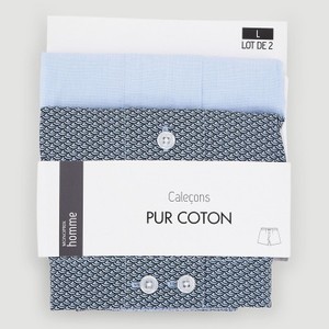Monoprix Homme Caleçon Bleu Pur Cotton Lot De 2 Taille Xl