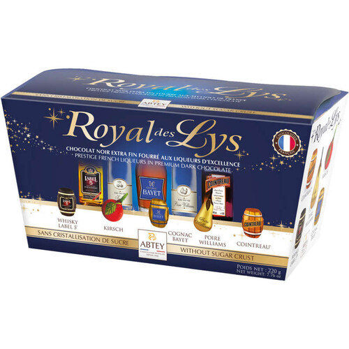 Royal des lys Chocolats noir fourrés à la liqueur 220g