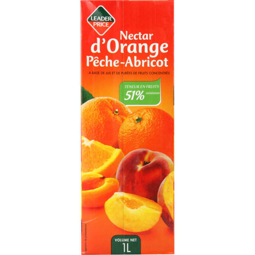 Leader Price Nectar d'Orange, Pêche et Abricot 1l