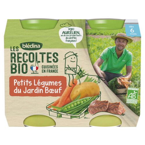 Blédina Petits Pots Bio Petits Légumes du Jardin Bœuf 2x200g