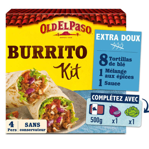 Old El Paso Kit Pour Burritos Sans Piment Extra Doux 491g