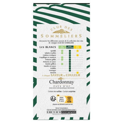 Club des Sommeliers Chardonnay Pays d'OC Igp 3L