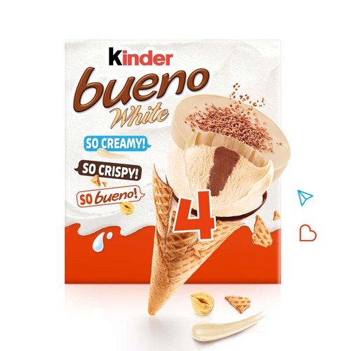 Kinder Bueno Cône Glacé Noisettes Chocolat Blanc x4 - 248g