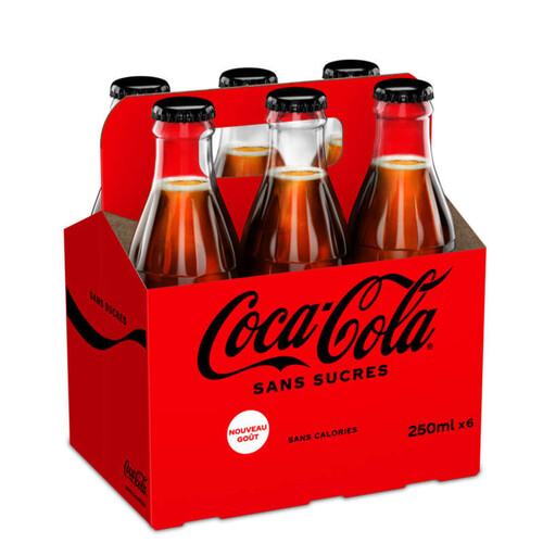 Coca-Cola Sans Sucres Bouteilles Verre 6x250 ml