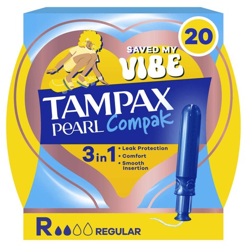 Tampax Pearl Compak Régulier Tampons Avec Applicateur x20