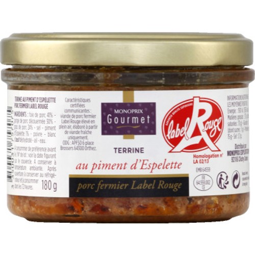 Monoprix Gourmet Terrine Au Piment D'Espelette 180g