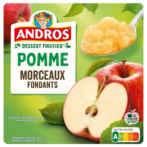 Andros Compote Pomme Morceaux fondants 4x100g 