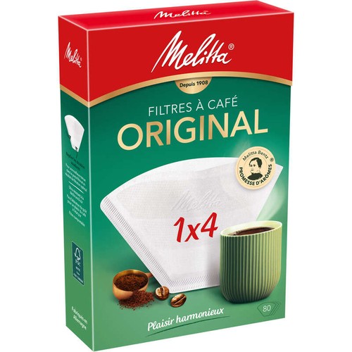 Melitta Filtre à Café 1x4 blanc x80