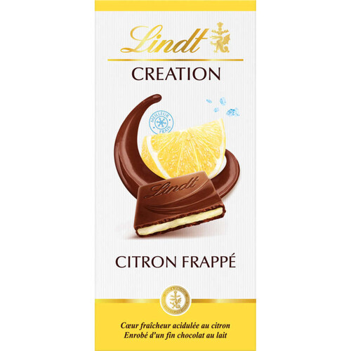 Lindt Creation tablette chocolat citron frappé 150g.