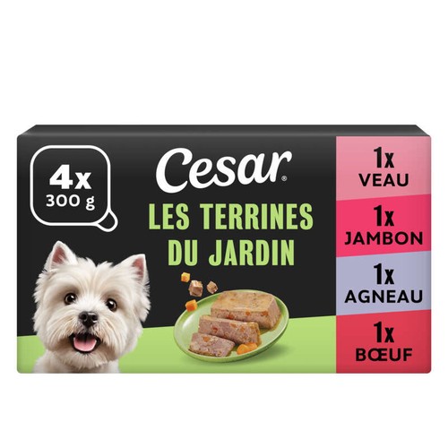 Cesar Terrines Traiteur 4 Variétés, Pour Chien 4x150g