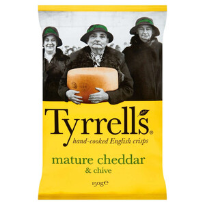Tyrrell's Chips de Pomme de Terre au Cheddar et à la ciboulette 150g
