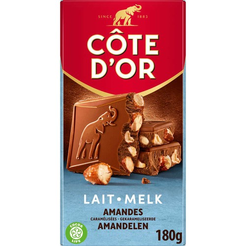 Côte D'Or Tablette Chocolat Lait Pointe De Sel Et Amandes 180g