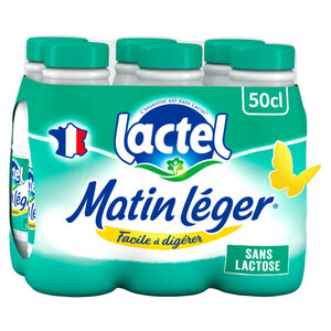 Lactel Matin Léger Lait Sans Lactose 0% MG 6x50cl