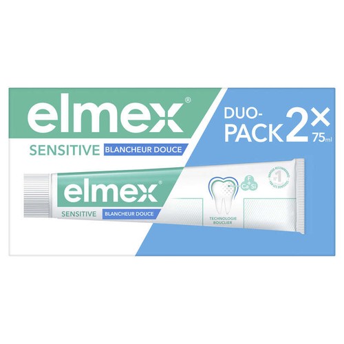 Elmex Dentifrice Sensitive Blancheur 0% colorants 2x75ml