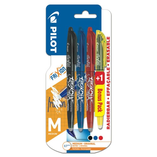Pilot 3 Stylos Effaçables Frixion Ball + 1 Surligneur