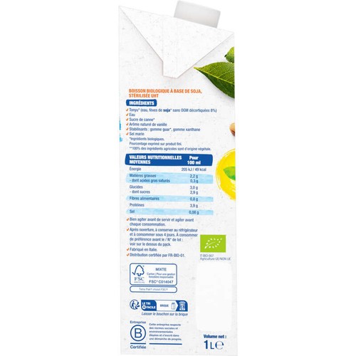 Bjorg Lait Soja Doucieur Bio 1L