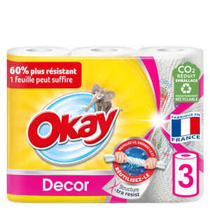 Okay Essuie-Tout Décor Le Paquet X3 Rouleaux