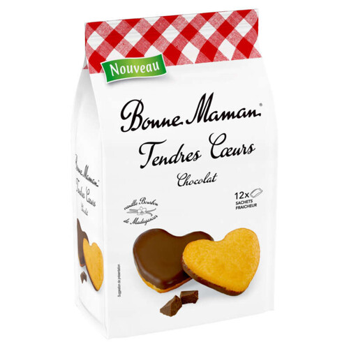 Bonne maman biscuits tendres cœurs nappés chocolat 300g