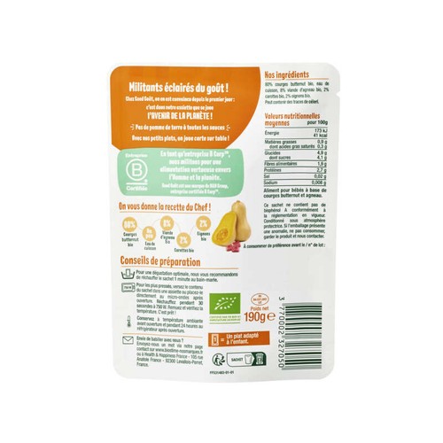 [Par Naturalia]  Good Goût courges butternut Sauté d'Agneau Bio 190g