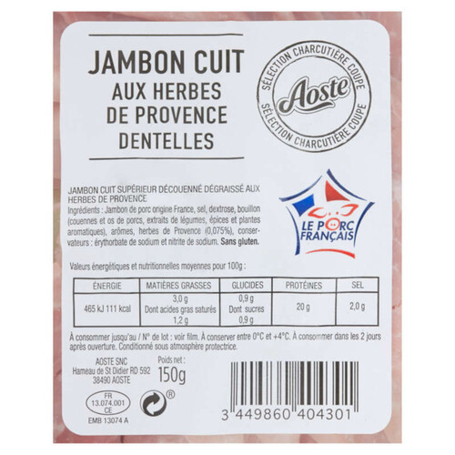 Aoste Dentelles De Jambon Cuit Supérieur Aux Herbes De Provence