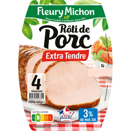 Fleury Michon Rôti De Porc Extra Tendre X4