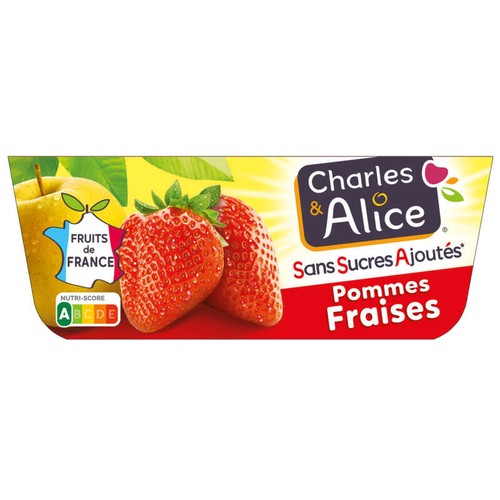 Charles & Alice Compote Pommes Fraises Sans Sucres Ajoutés 4x100g