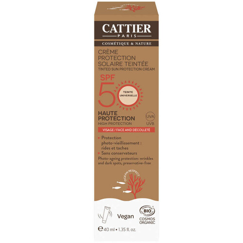 Cattier Crème Protection Solaire Visage Indice 50 40Ml