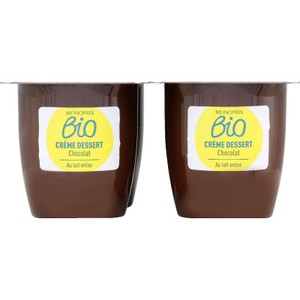 Monoprix Bio Crème Dessert Au Lait Entier Goût Chocolat 4x95g