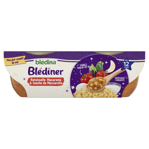 Blédina Blediner Bols Ratatouille Petits Macaroni Lait Une Touche De Mozzarella Dès 12 Mois 2x200g