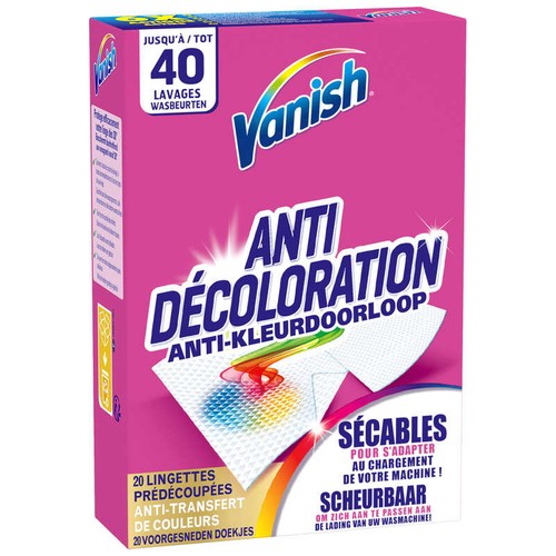 Vanish Lingettes Anti-décoloration Ultra Protection Intégrale x20