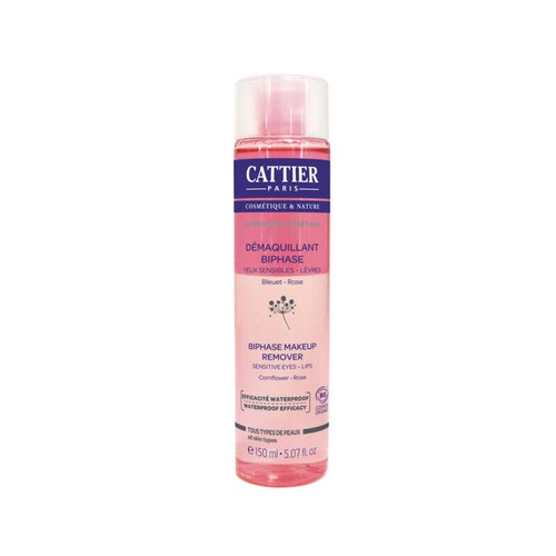 [Par Naturalia]  Cattier Démaquillant Biphase Yeux Sensibles Lèvres Bleuet Rose 150ml