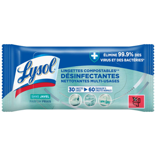 Lysol Lingettes Désinfectantes Multi Usages x30
