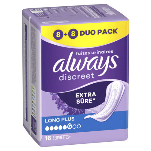 Always Discreet Serviettes Pour Fuites Urinaires Long x16