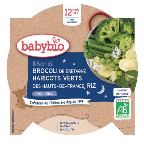 [Par Naturalia] Babybio Assiette Légumes Verts et Riz 12M 230g Bio