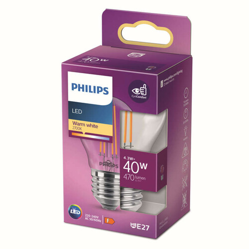 Philips Ampoule LED Sphérique E27 40W Blanc Chaud Claire