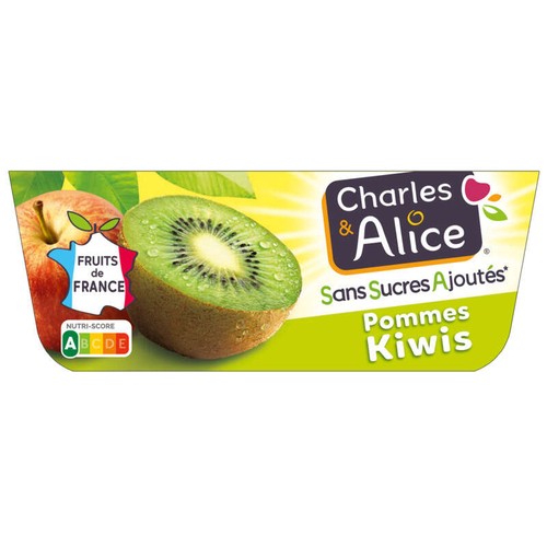 Charles & Alice Compote Pomme Kiwi Sans Sucres Ajoutés 4x97g