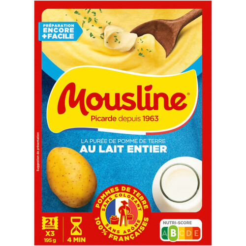 Mousline Purée au Lait Entier 3x65g