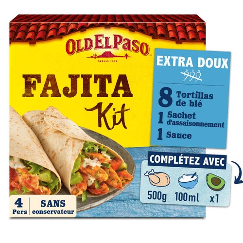 Old El Paso Kit Pour Fajitas Sans Piment Extra Doux 478g