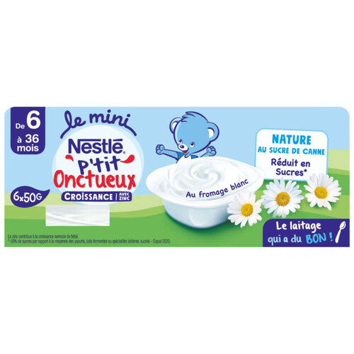 Nestlé Fromage Blanc P'tit onctueux croissance 6x50g