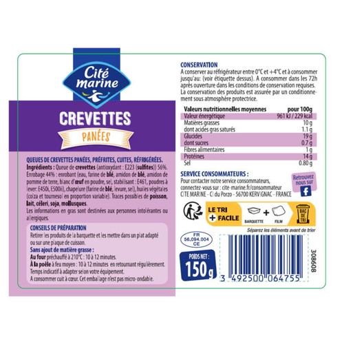 Cité Marine Crevettes panées 150g