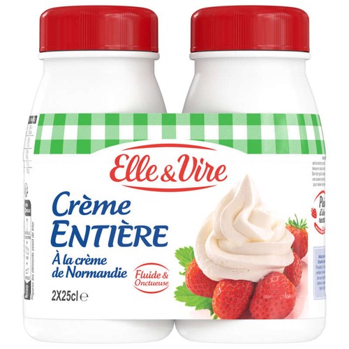 Elle & Vire Crème Entière Fluide À La Crème De Normandie 2x25cl